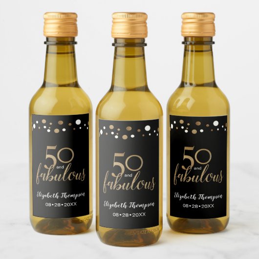 Vijftig en Fabulous Gold confetti 50ste verjaardag Wijn Etiket (Flessen)