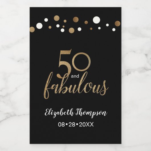 Vijftig en Fabulous Gold confetti 50ste verjaardag Wijn Etiket (Enkel label)