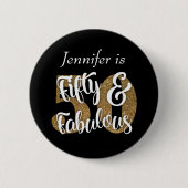 Vijftig en Fabulous Gold Glitter Birthday Ronde Button 5,7 Cm (Voorkant)