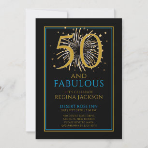 Vijftig en Fabulous Goud Zwart 50ste Verjaardagsfe Kaart