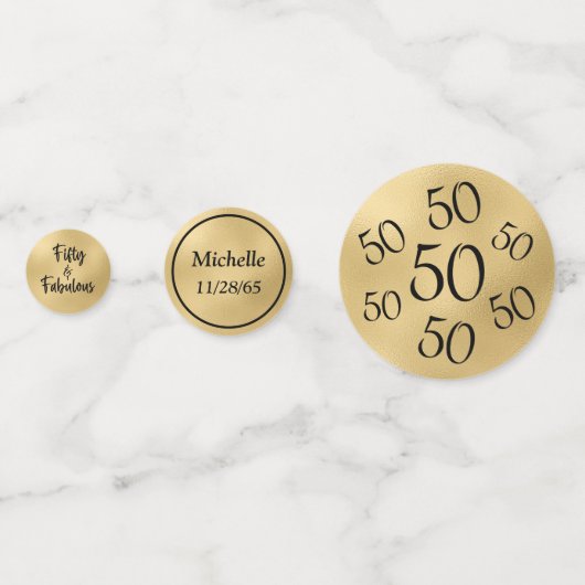 Vijftig en Fabulous Gouden Confetti (Achterkanten)
