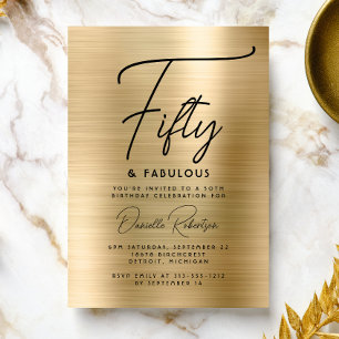Vijftig en Fabulous Gouden Glam 50ste Verjaardagsf Kaart