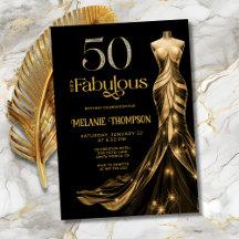 Vijftig en Fabulous Gouden Jurk Zwart 50ste Verjaa
