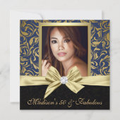 Vijftig en Fabulous gouden marine damast |50e verj Kaart (Voorkant)