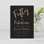 Vijftig en Fabulous Gouden Script 50ste Verjaardag Kaart (Staand voorkant)