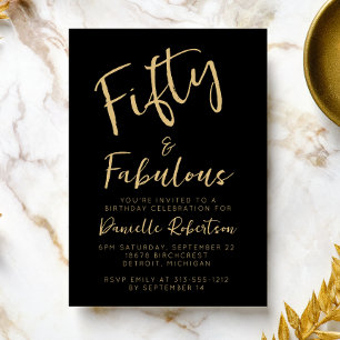Vijftig en Fabulous Gouden Script 50ste Verjaardag Kaart