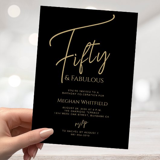 Vijftig en Fabulous Gouden Script 50ste Verjaardag Kaart