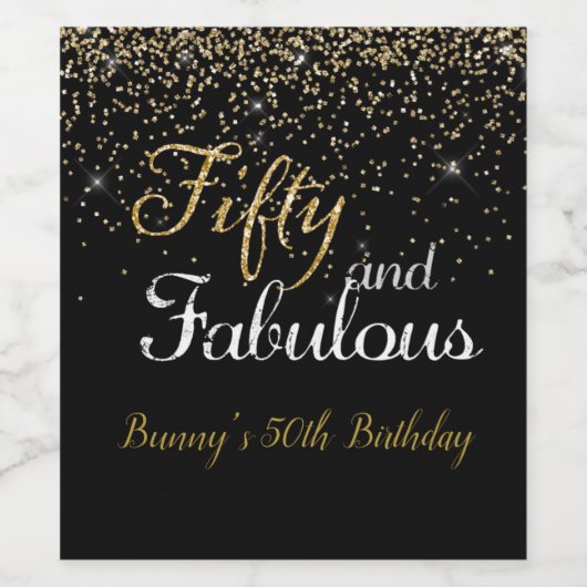 Vijftig en Fabulous Gouden Verjaardag Wijn Label Wijn Etiket (Enkel label)