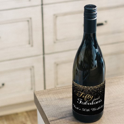 Vijftig en Fabulous Gouden Verjaardag Wijn Label Wijn Etiket