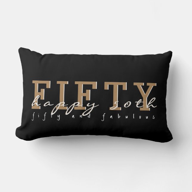 Vijftig en Fabulous | Happy 50th | Zwart-wit en ta Kussen (Voorkant)