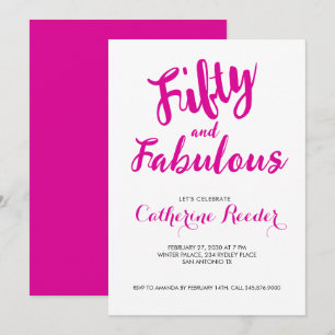Vijftig en Fabulous Heet Roze 50e Verjaardagsfeest Kaart