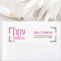 Vijftig en Fabulous Heet Roze Art Deco 50ste Verja Etiket