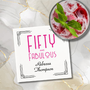 Vijftig en Fabulous Heet Roze Art Deco 50ste Verja Servet
