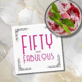 Vijftig en Fabulous Heet Roze Art Deco 50ste Verja Servet