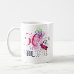 Vijftig en Fabulous Hond met Ballonnen Koffiemok
