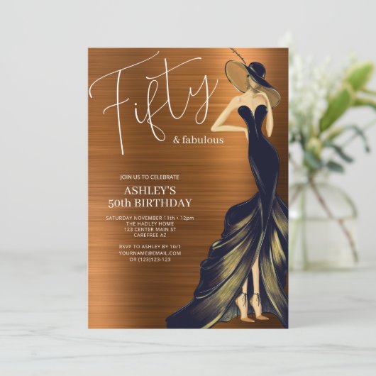 Vijftig en Fabulous Jurk 50e Verjaardag Kaart (Staand voorkant)