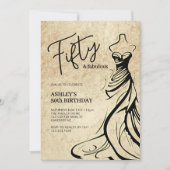 Vijftig en Fabulous Jurk Goud 50e Verjaardag Kaart (Voorkant)