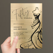 Vijftig en Fabulous Jurk Goud 50e Verjaardag Kaart