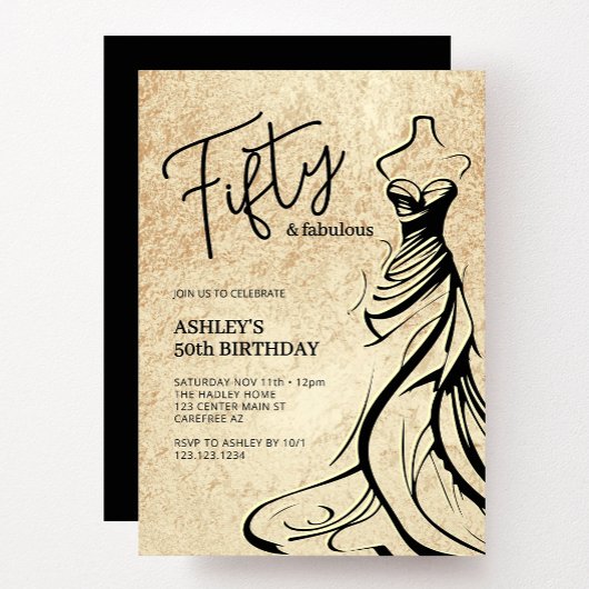 Vijftig en Fabulous Jurk Goud 50e Verjaardag Kaart
