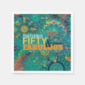 Vijftig en Fabulous Kleurrijke Blauwe Bohemian Servet (Voorkant)