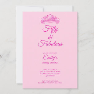Vijftig en Fabulous Kroon Roze Verjaardag Kaart