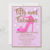 Vijftig en Fabulous Meisjesachtig Roze Goud Tekst Kaart (Voorkant)