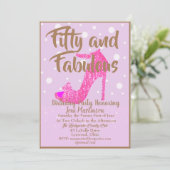 Vijftig en Fabulous Meisjesachtig Roze Goud Tekst Kaart (Staand voorkant)