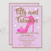 Vijftig en Fabulous Meisjesachtig Roze Goud Tekst Kaart (Voorkant / Achterkant)