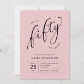Vijftig en Fabulous Modern Dusty Pink 50th Verjaar Kaart (Voorkant)