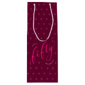 Vijftig en Fabulous Modern Heet Roze 50ste Verjaar Wijn Cadeautas (Voorkant)