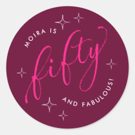 Vijftig en Fabulous Modern Roze 50ste Verjaardag Ronde Sticker