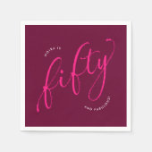 Vijftig en Fabulous Modern Roze 50ste Verjaardagsf Servet (Voorkant)