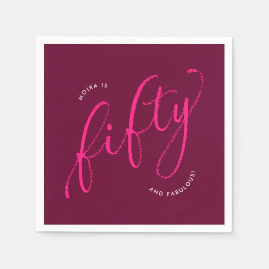 Vijftig en Fabulous Modern Roze 50ste Verjaardagsf Servet (Voorkant)