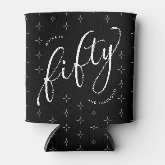 Vijftig en Fabulous Modern Zwart 50ste verjaardag Blikjeskoeler (Voorkant)