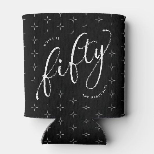 Vijftig en Fabulous Modern Zwart 50ste verjaardag Blikjeskoeler (Achterkant)