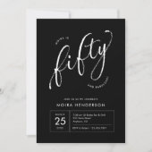 Vijftig en Fabulous Modern Zwart 50ste verjaardag Kaart (Voorkant)