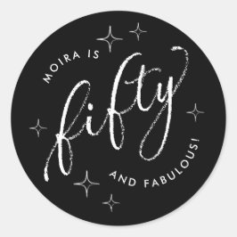 Vijftig en Fabulous Modern Zwart 50ste verjaardag Ronde Sticker