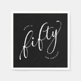 Vijftig en Fabulous Modern Zwart 50ste verjaardag Servet