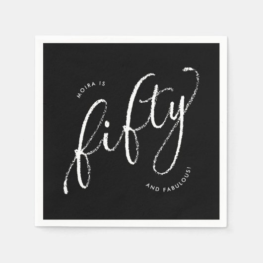 Vijftig en Fabulous Modern Zwart 50ste verjaardag Servet (Voorkant)