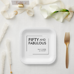 Vijftig en Fabulous Moderne 50ste Verjaardagsfeest Papieren Bordje