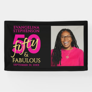 Vijftig en Fabulous Mooi Foto 50ste Verjaardagsfee Spandoek