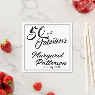 Vijftig en Fabulous Naam Datum 50ste Verjaardag Servet