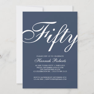 Vijftig en Fabulous Navy Blauwe 50ste Verjaardagsf Kaart