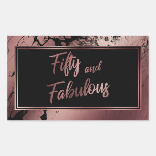 Vijftig en Fabulous Nep Rose Goud Marmer Patroon Rechthoekige Sticker