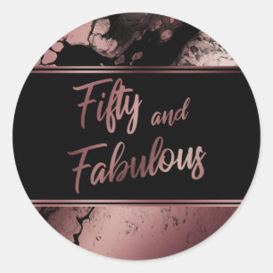Vijftig en Fabulous Nep Rose Goud Marmer Patroon Ronde Sticker
