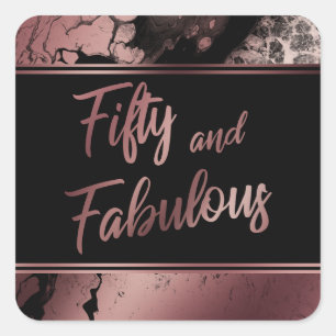 Vijftig en Fabulous Nep Rose Goud Marmerpatroon Vierkante Sticker