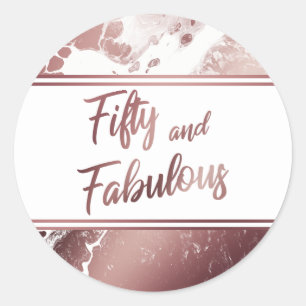 Vijftig en Fabulous Nep Roze Gouden Marmerpatroon Ronde Sticker