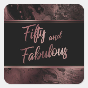 Vijftig en Fabulous Nep Roze Gouden Marmerpatroon Vierkante Sticker