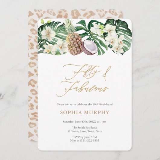 Vijftig en Fabulous Oerwoud 50ste verjaardag Kaart (Voorkant / Achterkant)