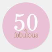Vijftig en Fabulous Paarse Elegant Verjaardagsfees Ronde Sticker (Voorkant)